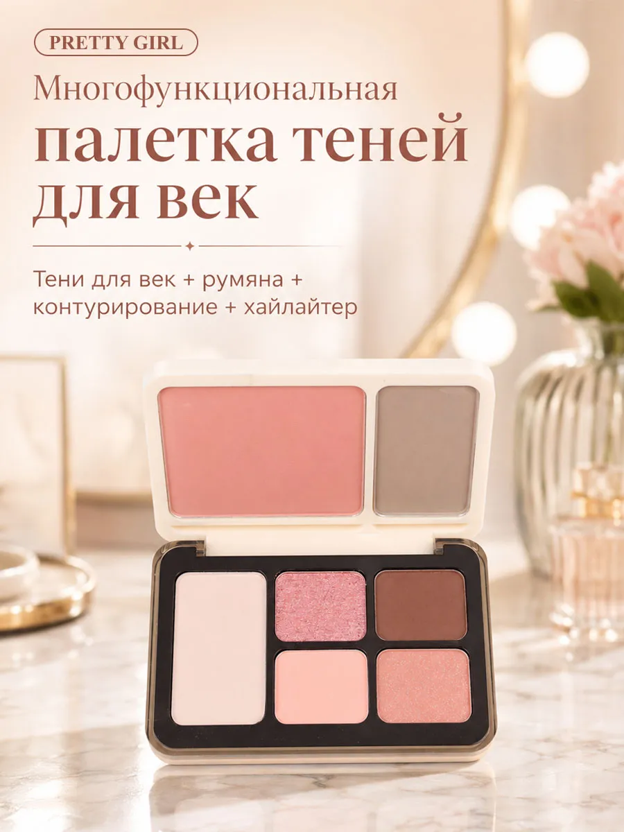 Тени для век палетка румяна контуринг хайлайтер